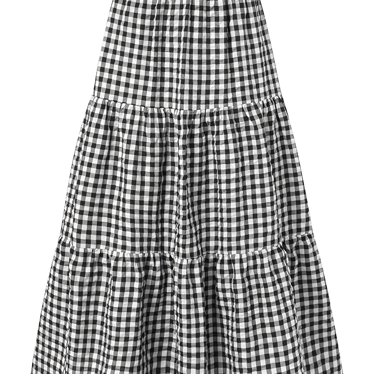  Gingham Print High Rise Maxi Skirt Women's Plus