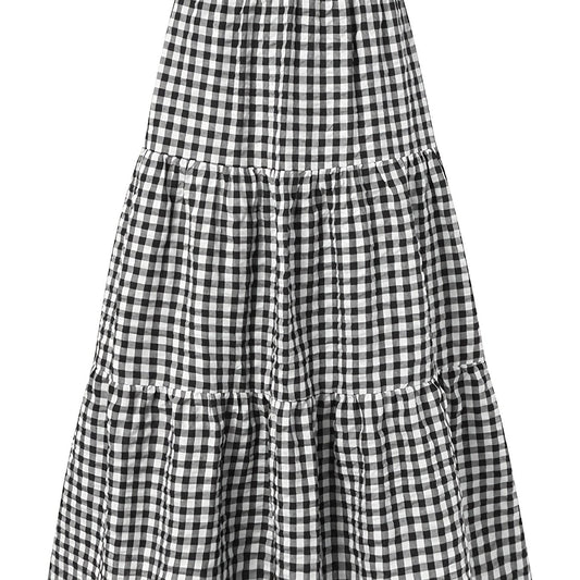  Gingham Print High Rise Maxi Skirt Women's Plus