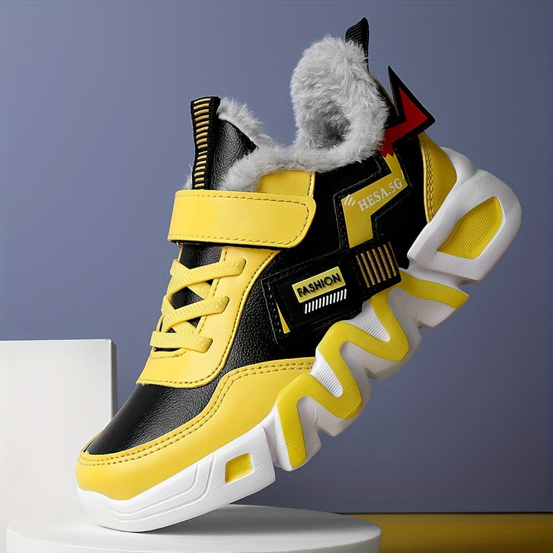 Boys Snow Boots with Plush Lining Non Slip Casual Thermal Sneakers