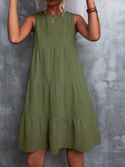 Sleeveless Swing Cake Dress Casual Solid Summer Dresses Women