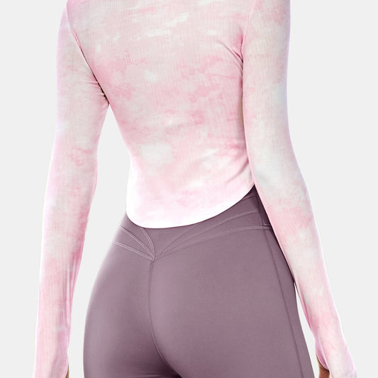 Women's Tie Dye Long Sleeve Fitness Top Quick Dry Stretchy Activewear