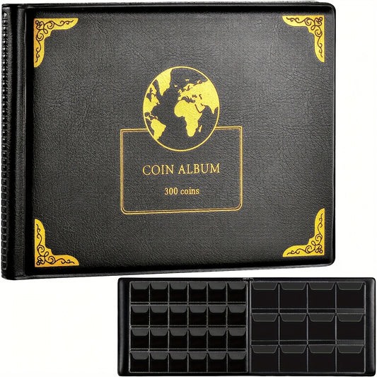 Coin Collection Holder Book 300 Pockets Storage Case Album 20-38mm Coins