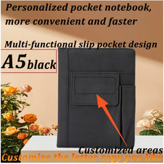 Custom A5 PU Leather Notebook with Personalized Text & Name