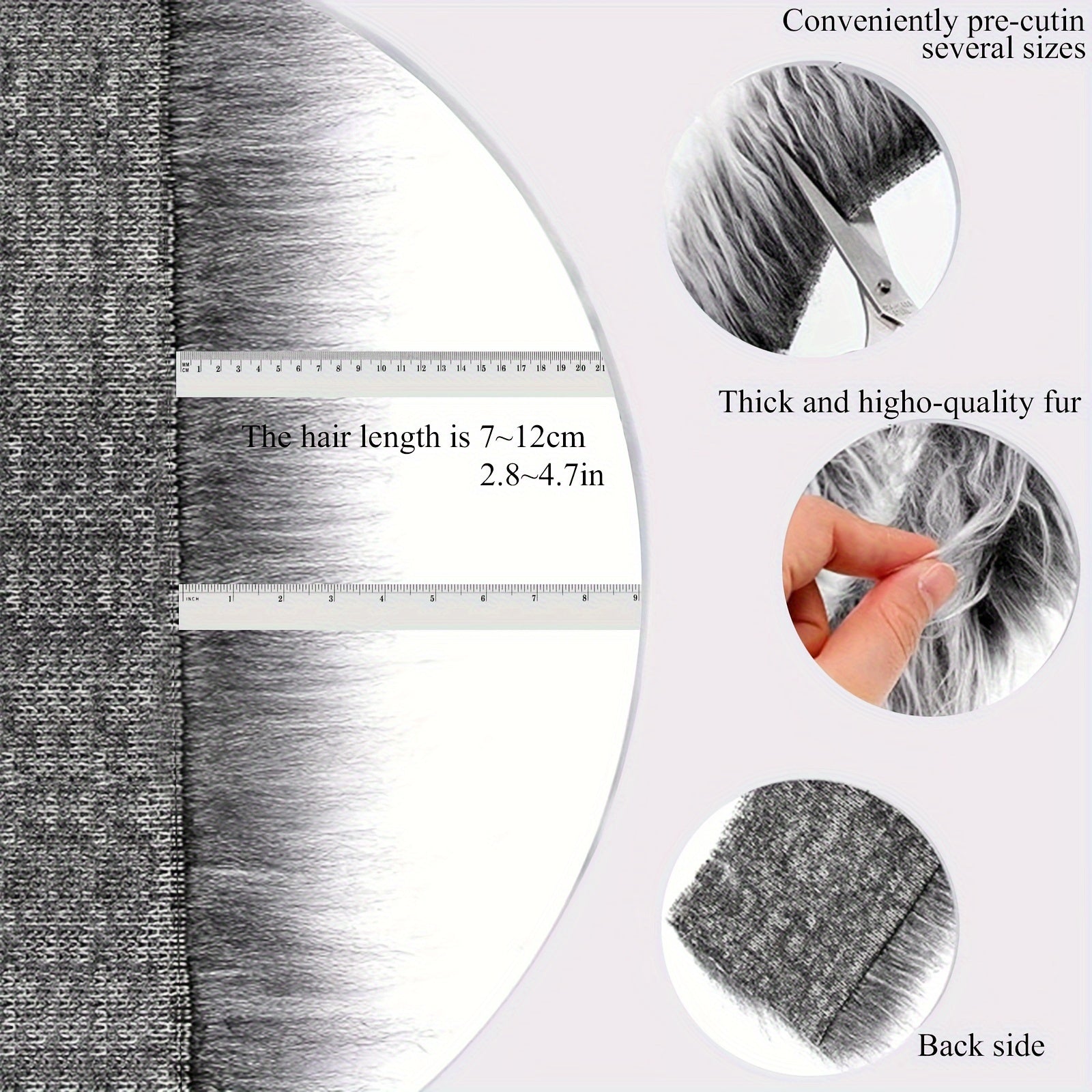 Faux Fur Fabric Doll Beard for Fursuit Cosplay Costume Dwarf Craft