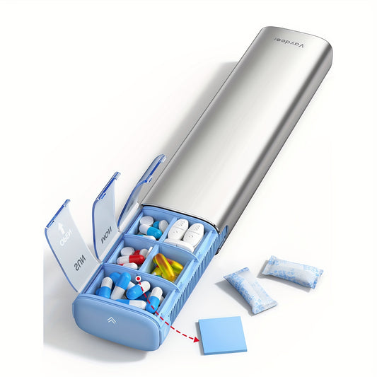 Waterproof Pill Organizer Golden Aluminum Shell Portable Travel