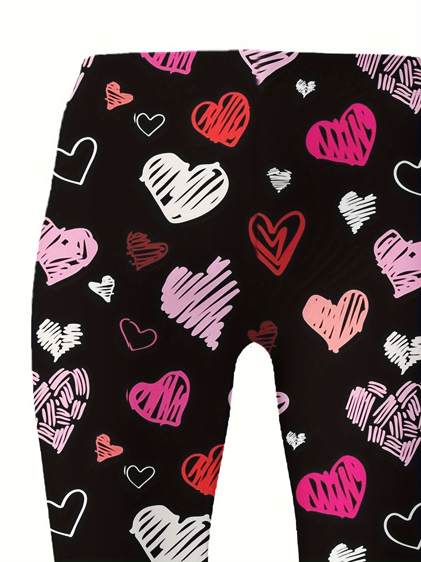 Heart Painting Graphic Leggings Girls Thick Leggings for Spring