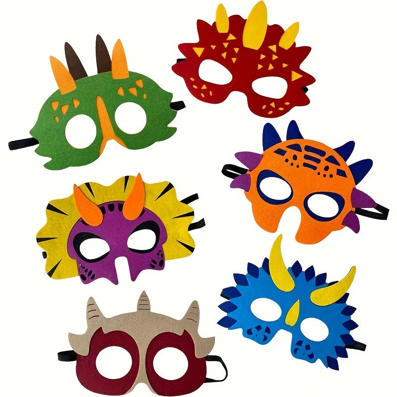 12pcs Dinosaur Party Masks Felt & Elastic Assorted Designs for Celebrations