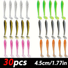 30pcs Paddle Tail Soft Lure Swimbait Slow Sinking Soft Worm