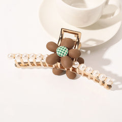 Large Faux Pearl Flower Love Heart Hair Claw Clip
