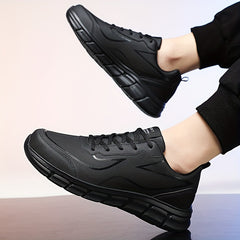 PLUS SIZE Men's Solid Running Shoes Comfy Non Slip Lace Up Sneakers