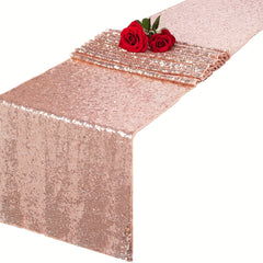 Rose Gold Sequin Table Runner for Party Decorations