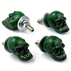 4pcs Plate Screw Skull Decoration Anti Theft Fasteners Trim Kit