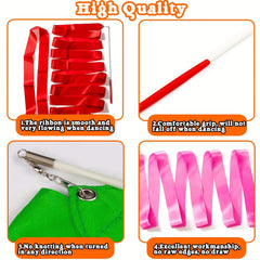 14pcs Dance Ribbon Streamer Rhythmic Gymnastics Ribbon Wand