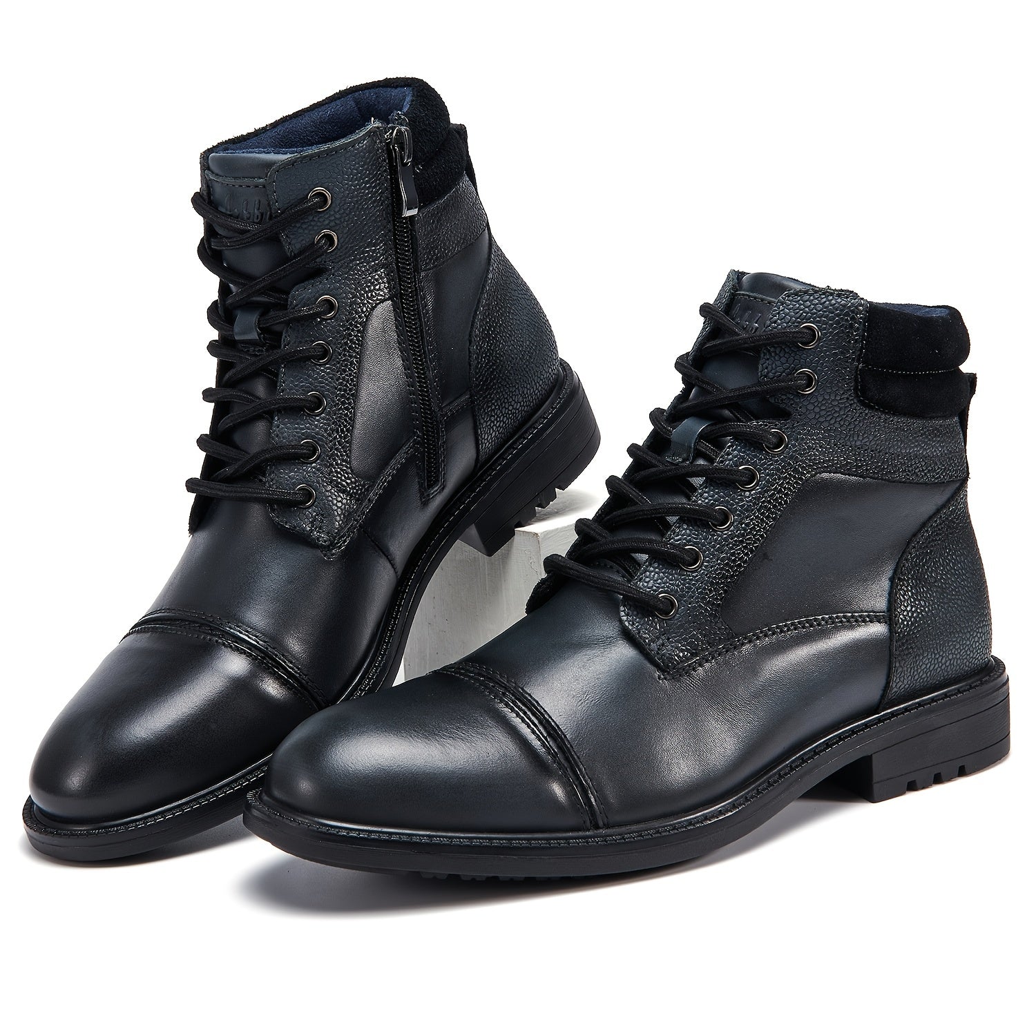Men's High Top Zipper Boots Pointed Toe Formal Shoes