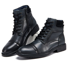 Men's High Top Zipper Boots Pointed Toe Formal Shoes