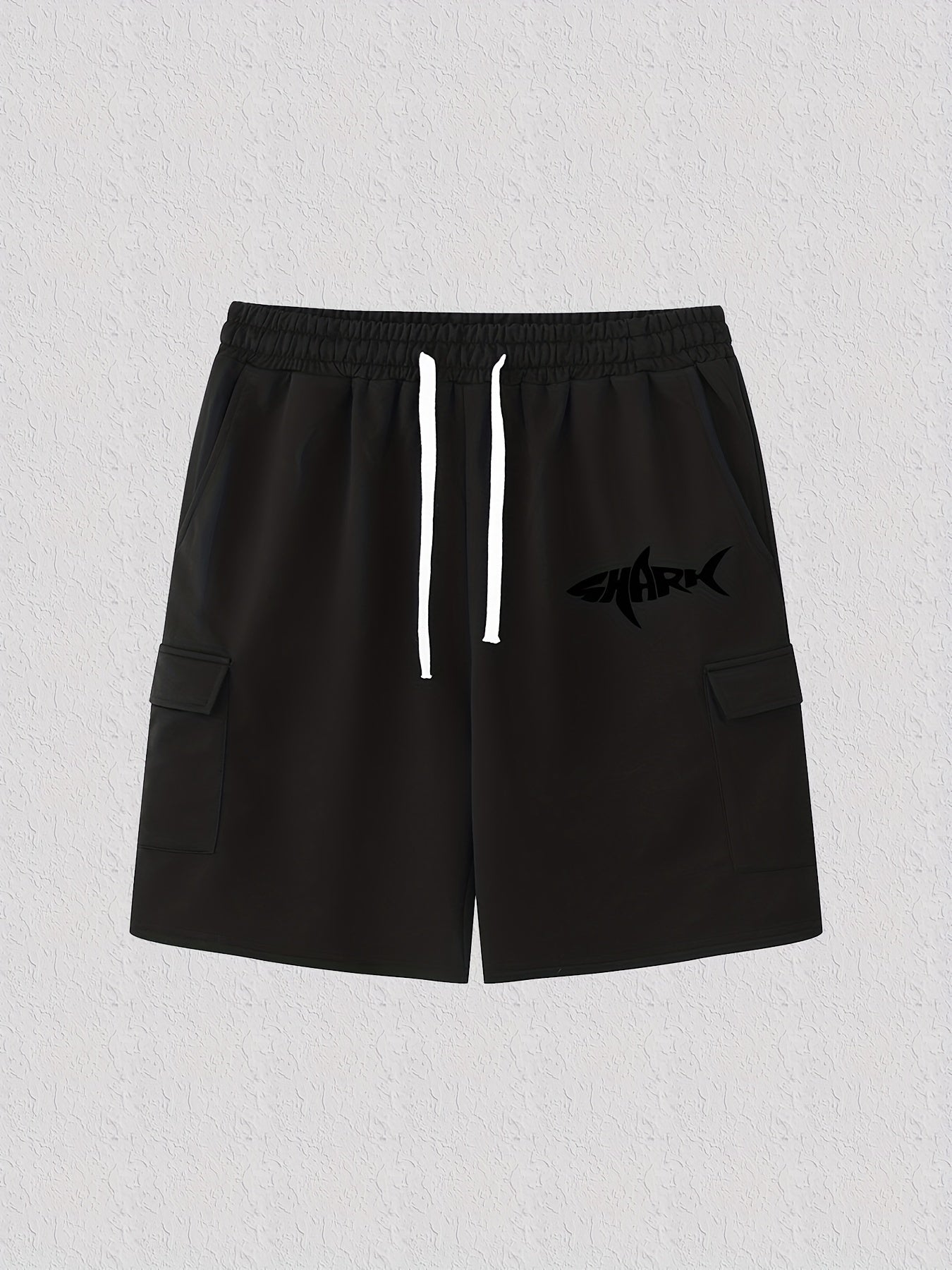 Men's Shark Print Drawstring Cargo Shorts