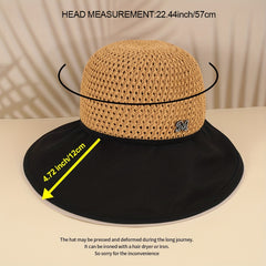 Wide Brim Breathable Sun Hat Stylish Block Hollow Crochet Bucket Hats