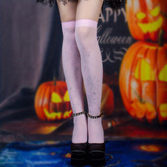 Spider Web Print Over The Knee Socks Y2K Smooth Women's Stockings Hosiery
