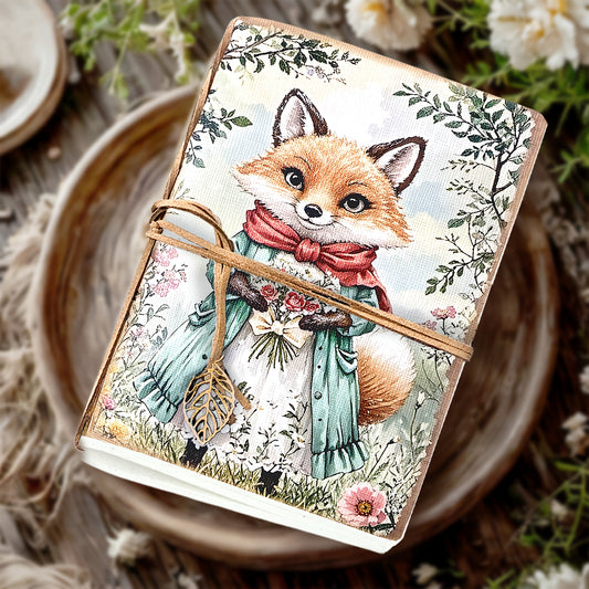 Vintage Fox & Floral Sketchbook Journal A5 Size 80 Blank Pages