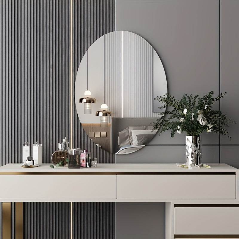 Oval Mirror Sticker Acrylic Wall Mounted HD Bathroom Decor