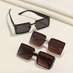 Large Square Sunglasses Rivet Gradient UV400 Sun Shades for Driving