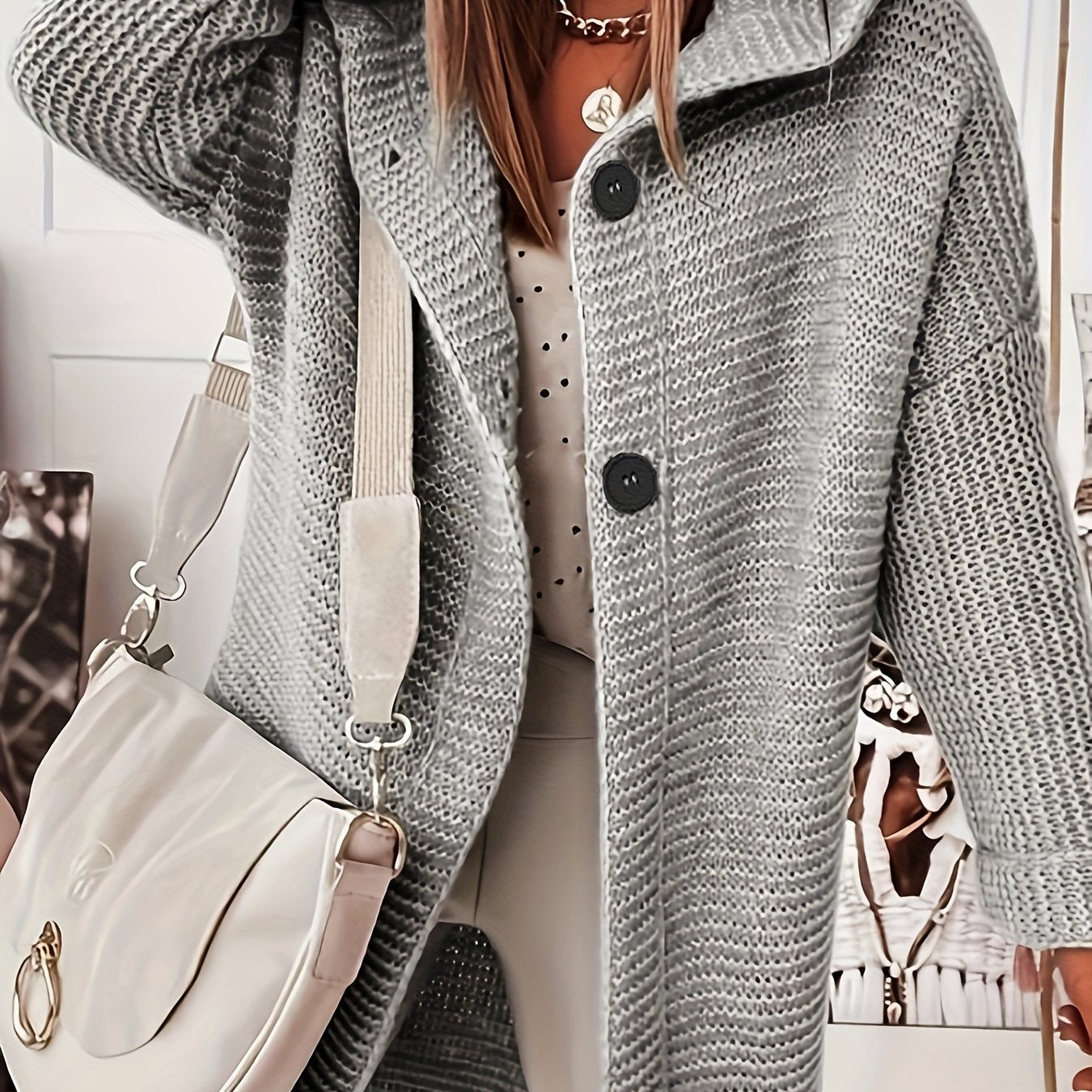  Solid Button Up Long Sleeve Hoodie Cardigan