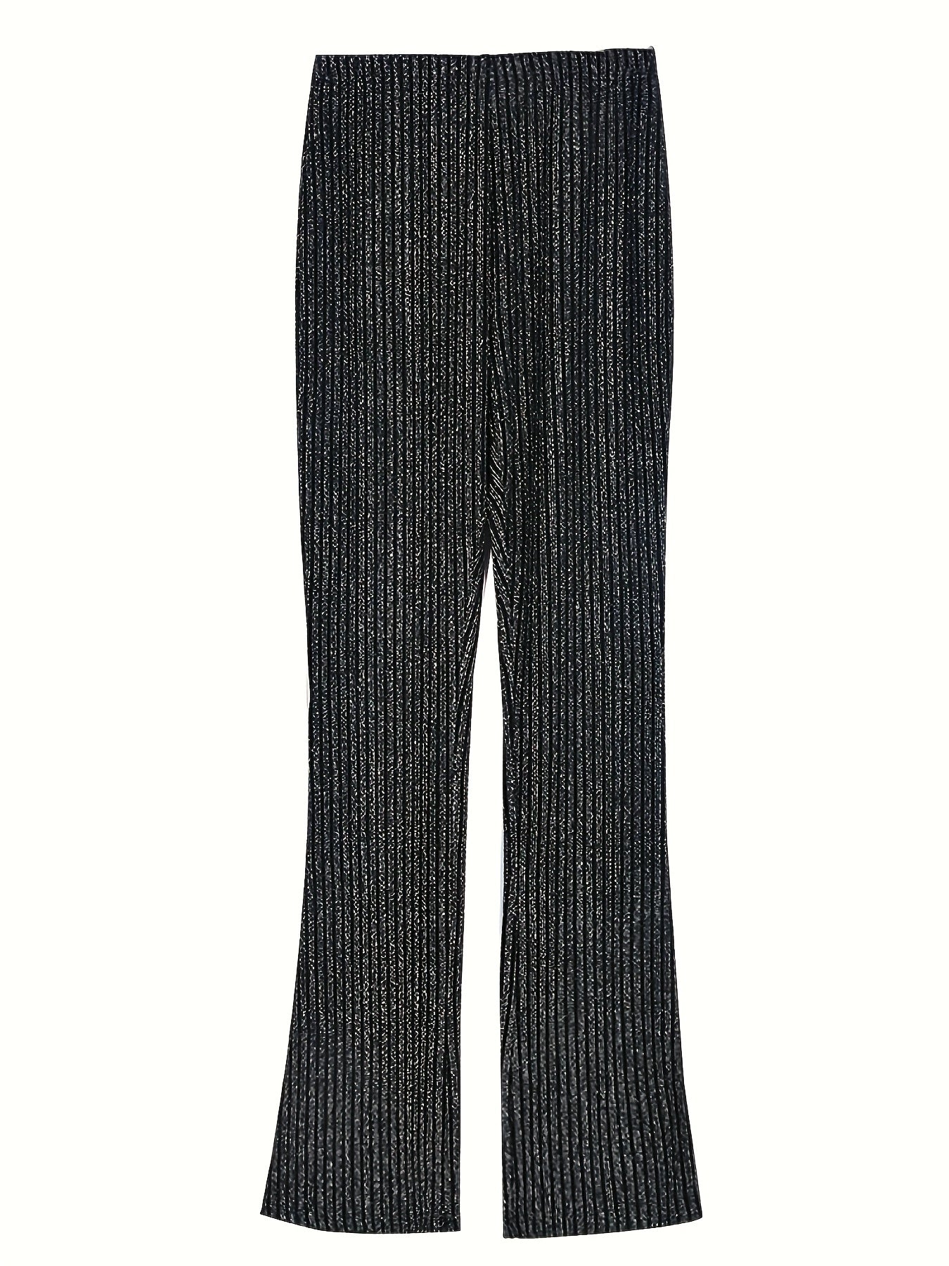 Women's Plus Glitter Stripe Elastic High Rise Flared Leg Trousers