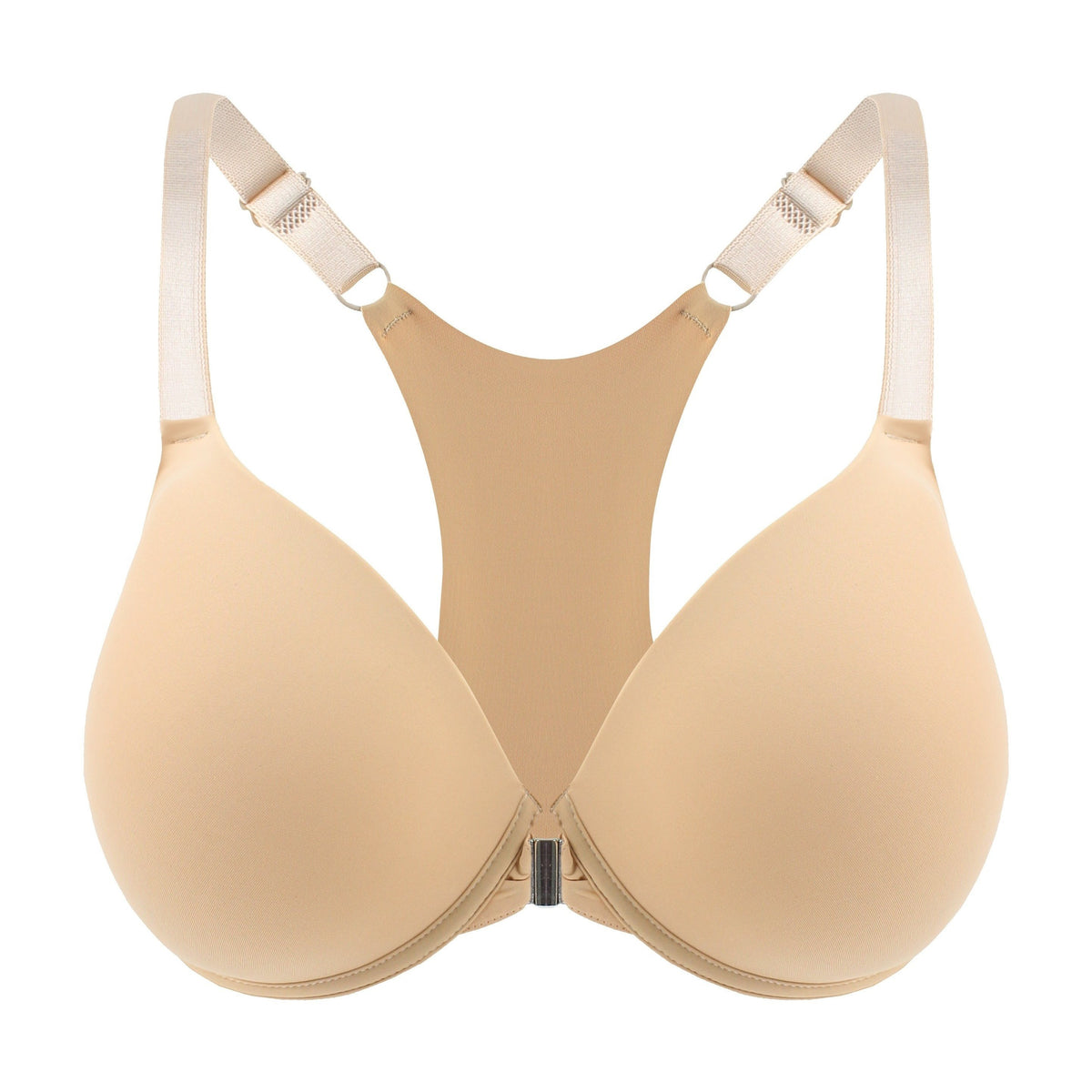  Sports Bra Solid Front Closure Racer Back Padded Bralette