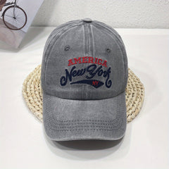 YORK Embroidery Baseball Cap Vintage Washed Distressed Cotton Dad Hat Unisex