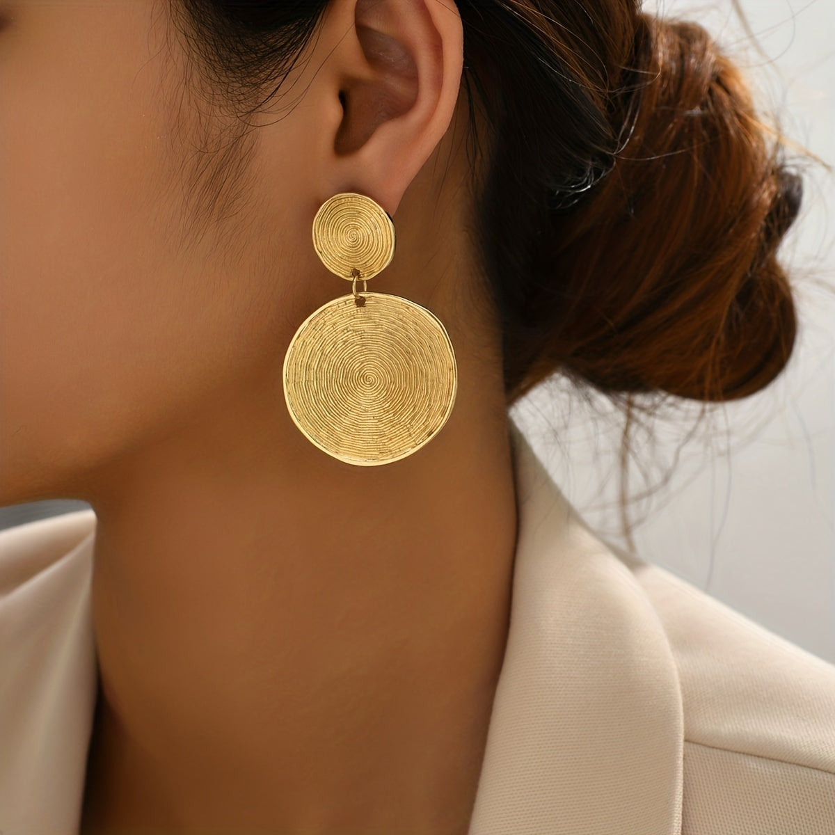 Golden Lollipop Pattern Round Dangle Earrings Gift