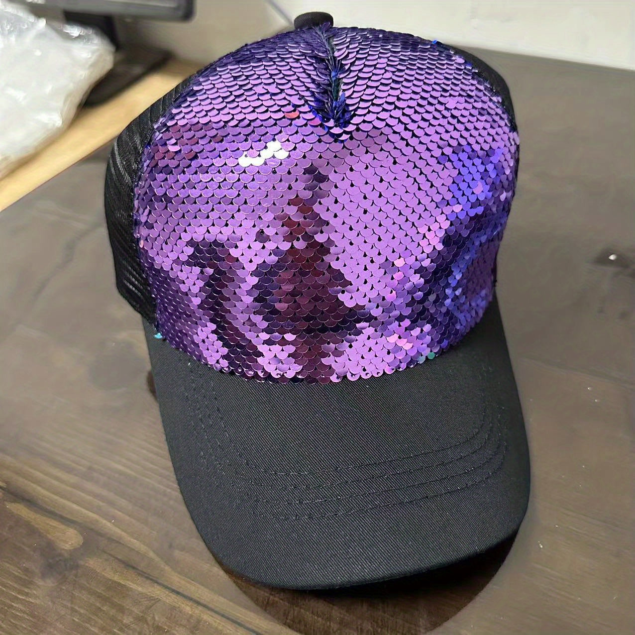 Sequins Baseball Caps Mesh Reflective Hats