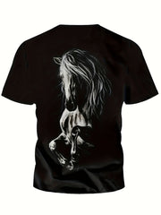 Kids 3D Horse Print Short Sleeve T-shirt - Summer Clothes