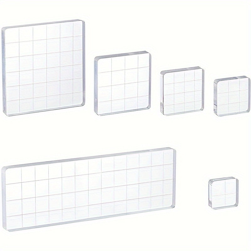 Acrylic Seal Block w/ Grid Lines Stamping Tool for Scrapbook Crafts