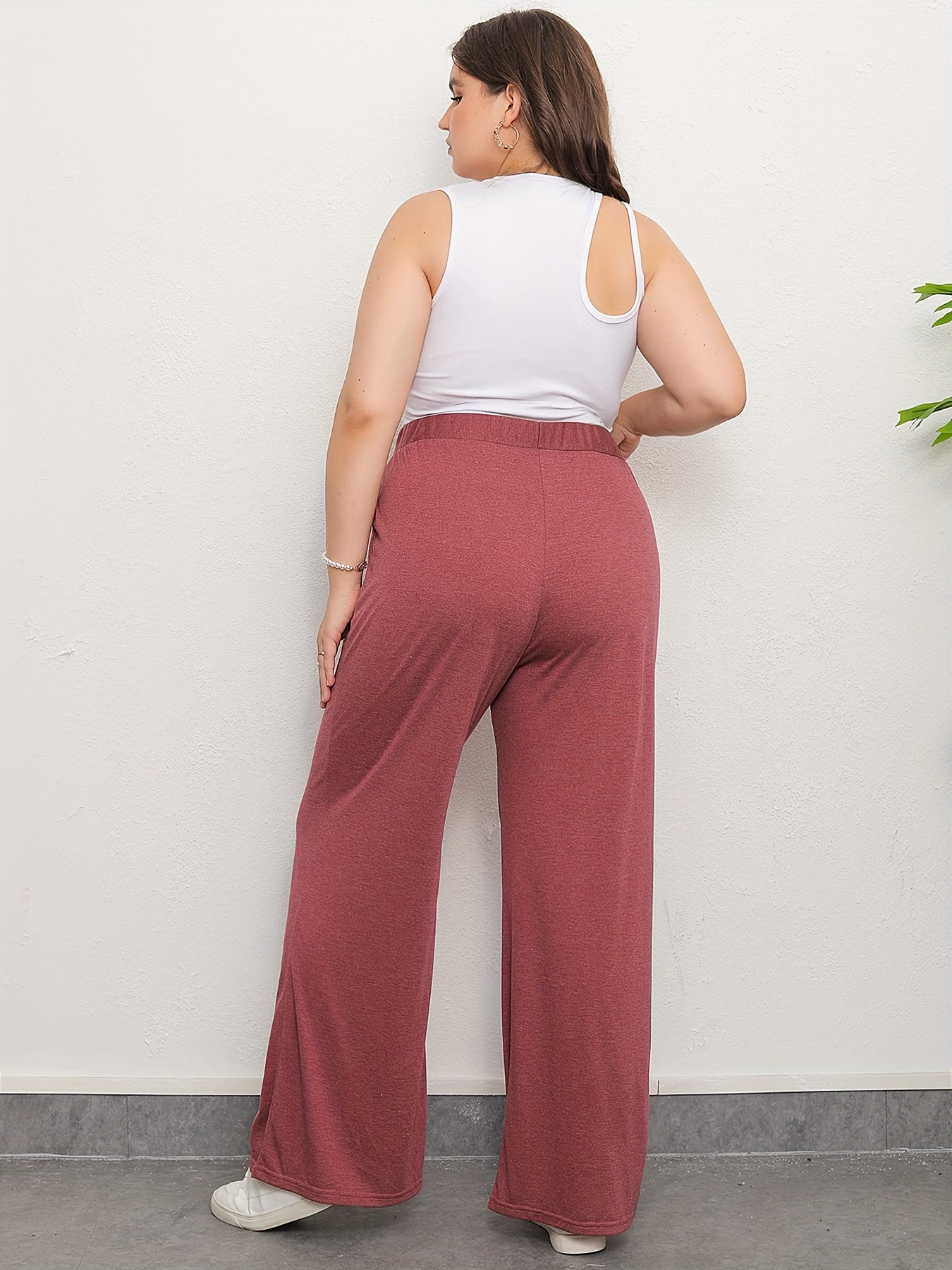 Women's Plus Wide Leg Pants With Pockets