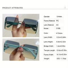 Ombre Rimless Sunglasses UV400 Sun Shades Square Beach Travel
