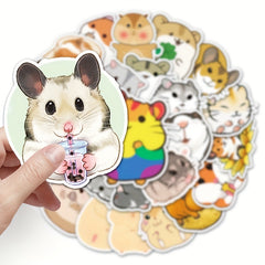 50pcs Little Hamster Cartoon Notebook Diary Decorative Waterproof Stickers