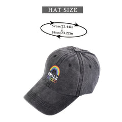 Rainbow Smile Washed Baseball Cap Love Print Sun Hats Dad Hat For Women