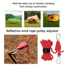 Adjustable Tent Rope Pulley Reflective Camping Wind Rope Adjuster