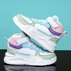 Girls High Top Sneakers Hook Loop Fastener Anti Slip Skateboard Shoes