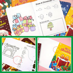 8 Pack Christmas Coloring Book Set - Santa Claus Snowman Theme Activities