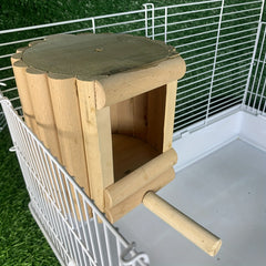 Solid Wooden Bird Cage with Standing Rod for Parrots