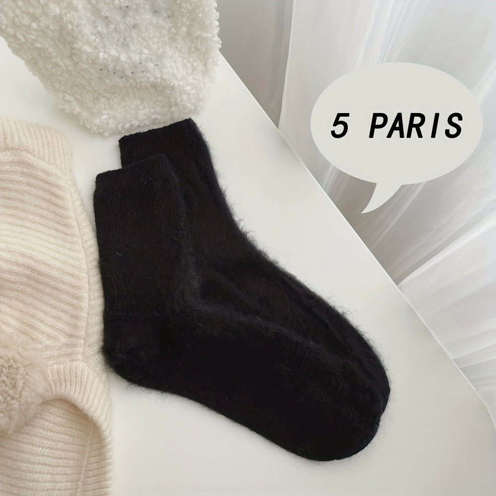 6 Pairs Cozy Mid Tube Women's Socks Solid Colors