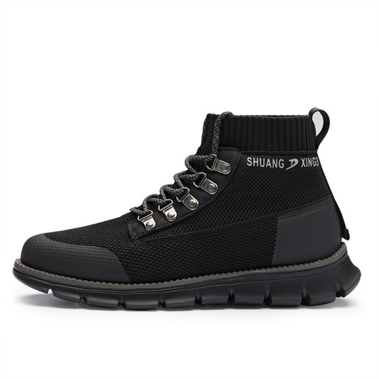 Men's Winter Knitted Lace-Up Mid Boots