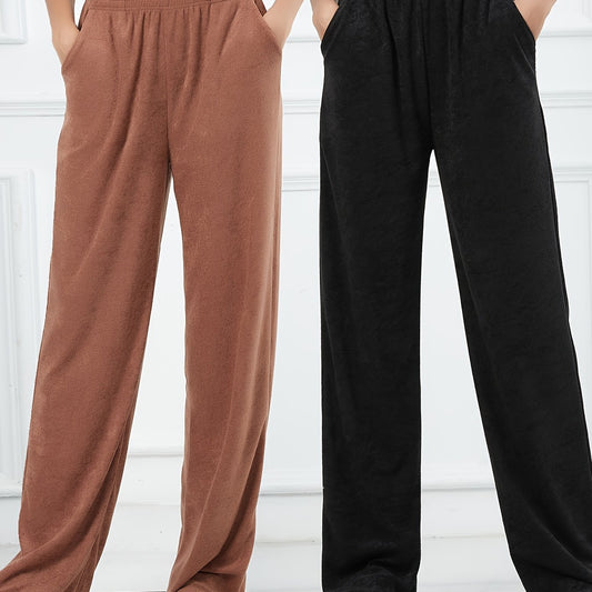 Solid Straight High Waist Running Jogger Pants Women's Activewear