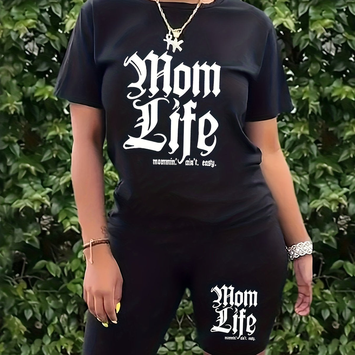 2pcs Summer Sports Suits Letter Print Short Sleeve T shirts & Shorts