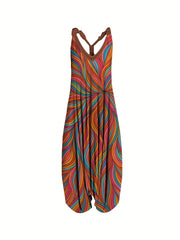 Floral Print Wide Leg Jumpsuit Sleeveless for Spring & Summer