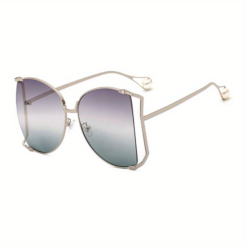 Oversized Metal Sunglasses for Women Gradient UV400 Sun Shades