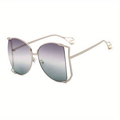 Oversized Metal Sunglasses for Women Gradient UV400 Sun Shades