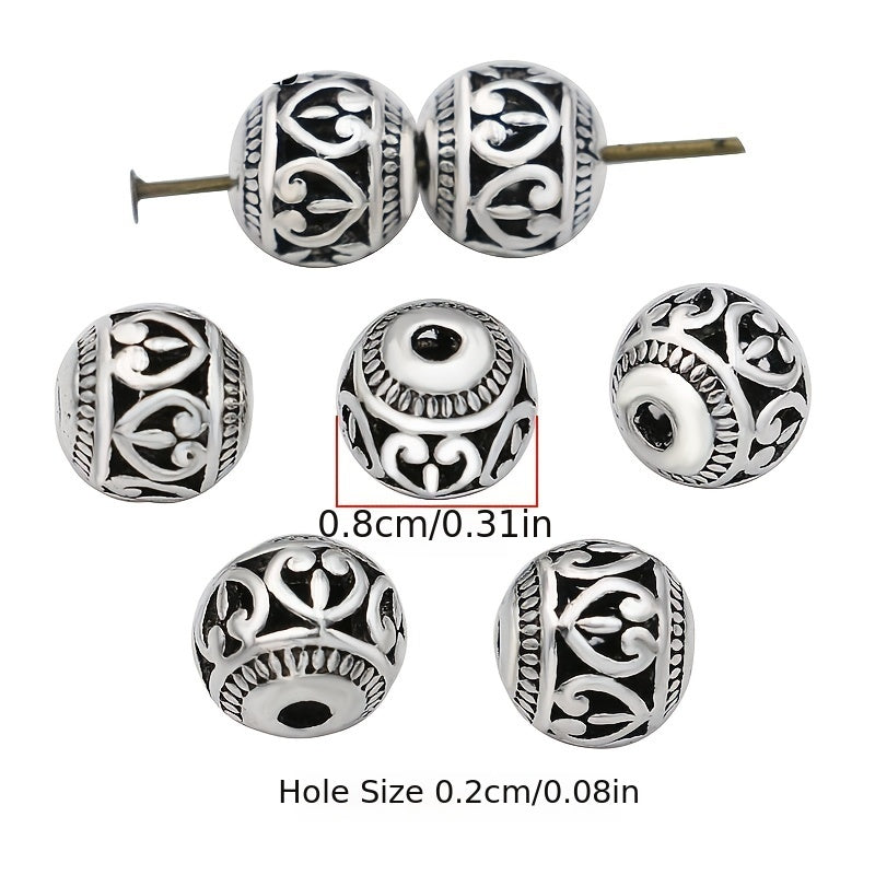 10Pcs Antique Silver Heart Spacer Beads 8mm