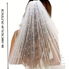 Handcrafted Bridal Veil with Colorful Rhinestones